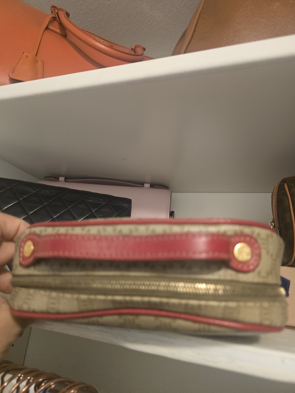 Authentic Vintage Celine Monogram Canvas with Red Leather - Picture 6 of 9
